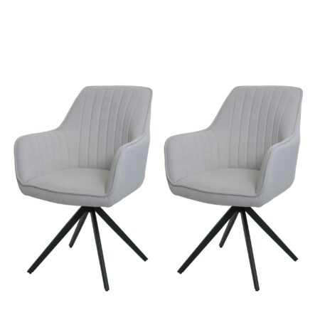 2er-Set drehbare Esszimmerstühle mit Armlehnen Stoff creme-beige