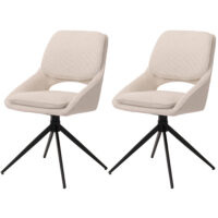 2er-Set drehbare Esszimmerstühle Boucle Stoff Öko-Tex creme