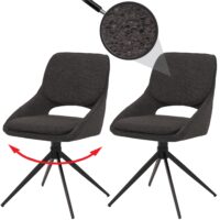 2er-Set drehbare Esszimmerstühle Boucle Stoff dunkelgrau