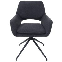 2er-Set Esszimmerstühle drehbar Bouclé Öko-Tex dunkelgrau