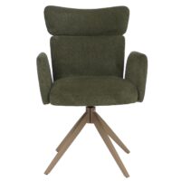 2er-Set drehbare Esszimmerstühle Bouclé Öko-Tex Holz-Optik grün
