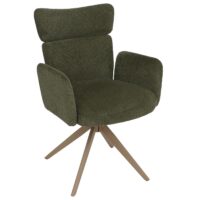 2er-Set drehbare Esszimmerstühle Bouclé Öko-Tex Holz-Optik grün