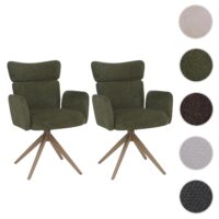 2er-Set drehbare Esszimmerstühle Bouclé Öko-Tex Holz-Optik grün