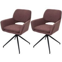 2er-Set drehbare Esszimmerstühle Bouclé Öko-Tex hellbraun