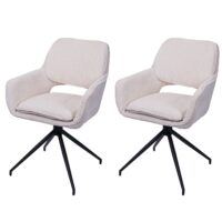 2er-Set drehbare Esszimmerstühle Chenille Öko-Tex creme