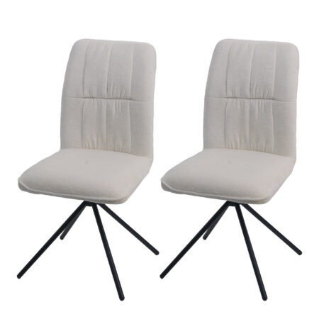 2er-Set drehbare Esszimmerstühle Chenille Öko-Tex creme
