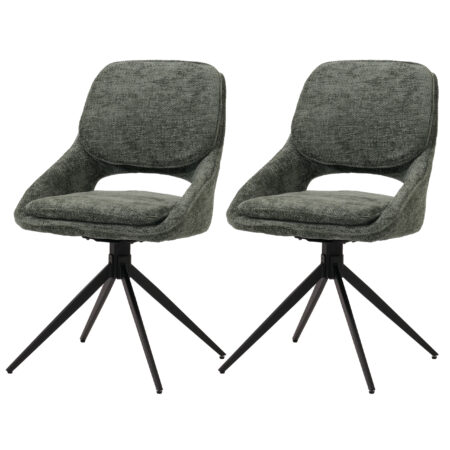 2er-Set drehbare Esszimmerstühle Chenille Öko-Tex grün