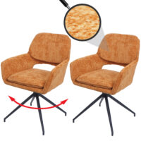 2er-Set drehbare Esszimmerstühle Stoff Chenille ocker-gelb