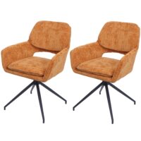 2er-Set drehbare Esszimmerstühle Stoff Chenille ocker-gelb