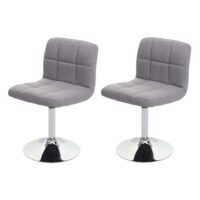 2er-Set drehbare Esszimmerstühle Stoff Chrom hellgrau
