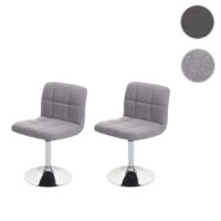 2er-Set drehbare Esszimmerstühle Stoff Chrom hellgrau