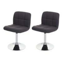 2er-Set Esszimmerstühle drehbar Stoff Chrom dunkelgrau