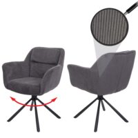 2er-Set drehbare Esszimmerstühle Kordstoff grau