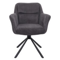 2er-Set drehbare Esszimmerstühle Kordstoff grau