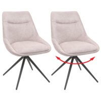 2er-Set drehbare Esszimmerstühle Stoff Metall creme-beige