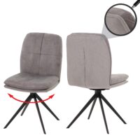 2er-Set drehbare Esszimmerstühle Metall & Stoff grau