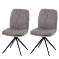 2er-Set drehbare Esszimmerstühle Metall & Stoff grau