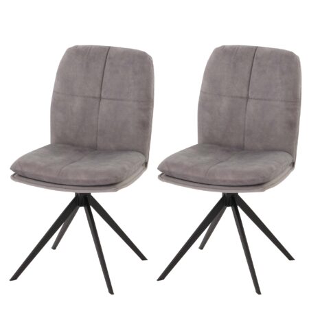 2er-Set drehbare Esszimmerstühle Metall & Stoff grau