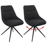 2er-Set drehbare Esszimmerstühle Stoff mit Metallgestell anthrazit