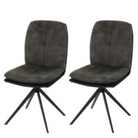 2er-Set Esszimmerstühle drehbar mit Rückstellung Stoff grün