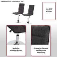 2er-Set Esszimmerstühle höhenverstellbar drehbar Stoff creme-grau