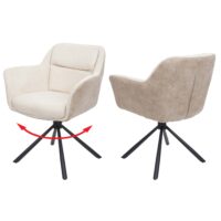 2er-Set drehbare Esszimmerstühle Stoff Kunstleder creme