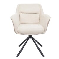 2er-Set drehbare Esszimmerstühle Stoff Kunstleder creme