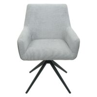 2er-Set Esszimmerstühle drehbar Stoff hellgrau Kunstleder dunkelgrau