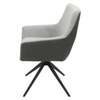 2er-Set Esszimmerstühle drehbar Stoff hellgrau Kunstleder dunkelgrau