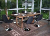 2er-Set Esszimmer Drehstuhl Chrom Textil dunkelgrau