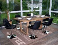 2er-Set Esszimmer Drehstuhl Kunstleder Chromgestell schwarz