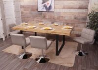 2er-Set Esszimmer Drehstuhl Kunstleder Chrom taupe-grau