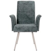 2er-Set Esszimmerstuhl mit Armlehne Chenille Edelstahl blau-grün
