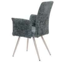 2er-Set Esszimmerstuhl mit Armlehne Chenille Edelstahl blau-grün