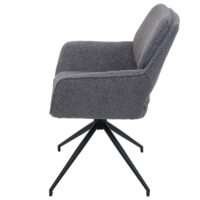 2er-Set Esszimmerstuhl drehbar Bouclé-Stoff Öko-Tex grau