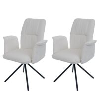 2er-Set Esszimmerstuhl drehbar mit Armlehne Chenille creme