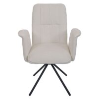 2er-Set Esszimmerstuhl drehbar mit Armlehne Chenille creme