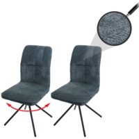 2er-Set Esszimmerstuhl drehbar Chenille Öko-Tex blau-grün