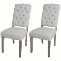 2er-Set Esszimmer Polsterstuhl Chesterfield Stoff hellgrau