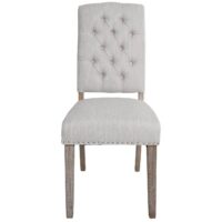 2er-Set Esszimmer Polsterstuhl Chesterfield Stoff hellgrau