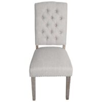 2er-Set Esszimmer Polsterstuhl Chesterfield Stoff hellgrau