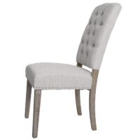 2er-Set Esszimmer Polsterstuhl Chesterfield Stoff hellgrau