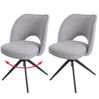 2er-Set Esszimmerstuhl drehbar Polsterstuhl Stoff Öko-Tex hellgrau