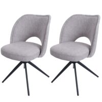 2er-Set Esszimmerstuhl drehbar Polsterstuhl Stoff Öko-Tex hellgrau