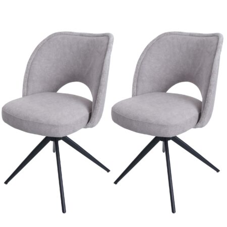 2er-Set Esszimmerstuhl drehbar Polsterstuhl Stoff Öko-Tex hellgrau