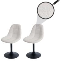2er-Set Esszimmerstuhl Drehstuhl Bouclé Stoff/Textil creme
