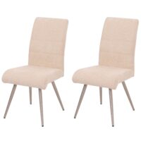 2er-Set Esszimmerstühle Edelstahl Chenille Öko-Tex creme