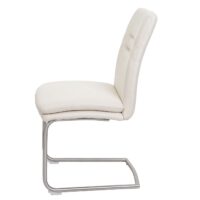 2er-Set Esszimmerstuhl Freischwinger Stoff Edelstahl creme-beige