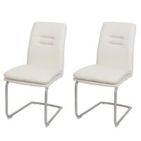 2er-Set Esszimmerstuhl Freischwinger Stoff Edelstahl creme-beige
