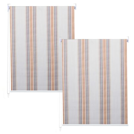 2er-Set Fensterrollo Seitenzug blickdicht 120x230cm grau/braun/orange